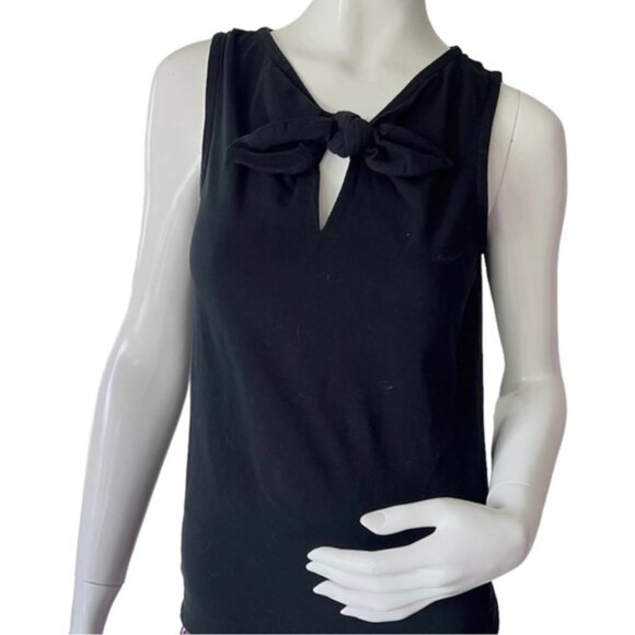 kate spade Black Tie Front Keyhole‎ Neck Tank Top Blouse Cotton Blend Size S - Picture 1 of 10